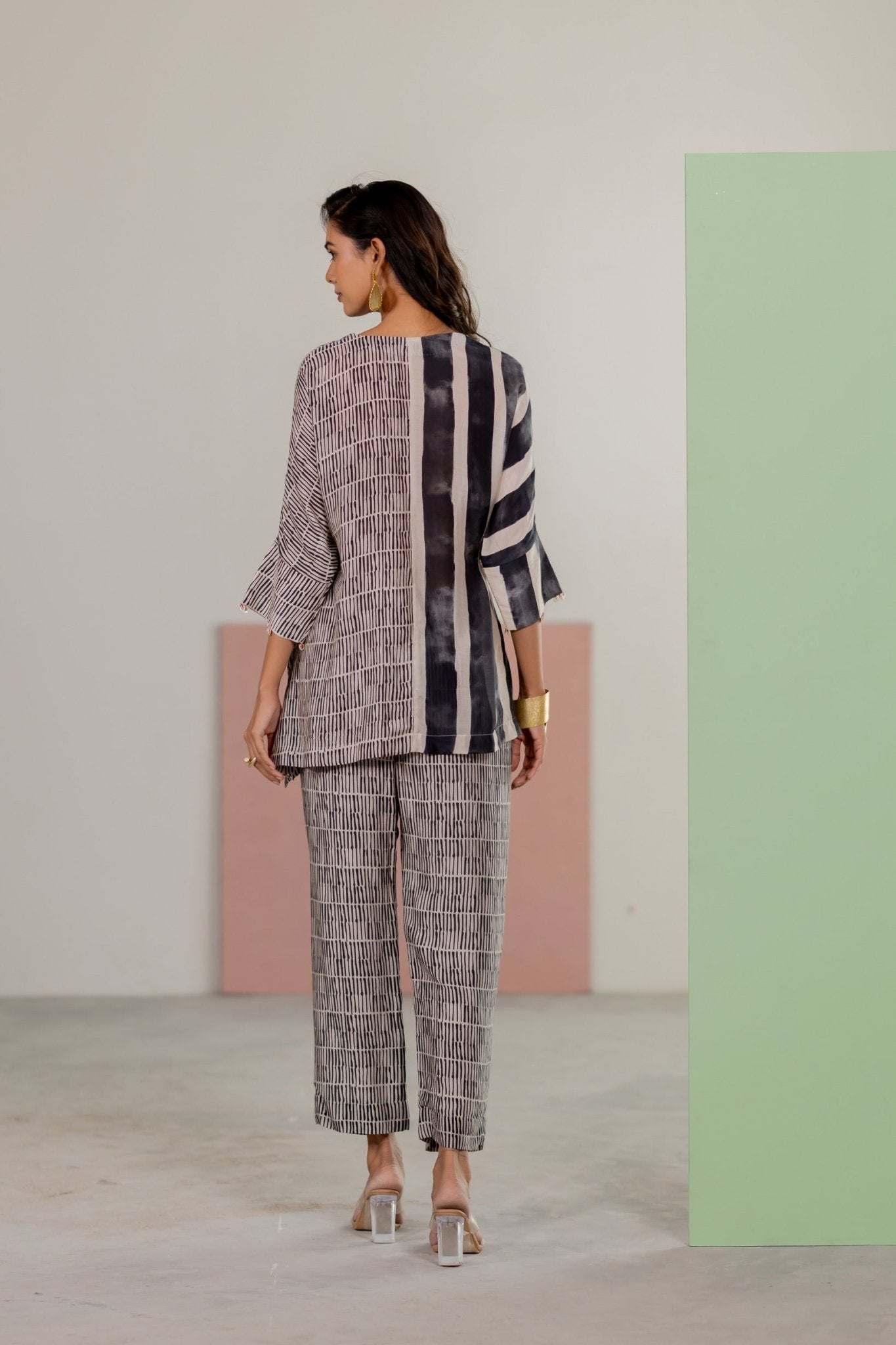 Black and Ivory Co-ord Set - CiceroniCo-ord SetTussah
