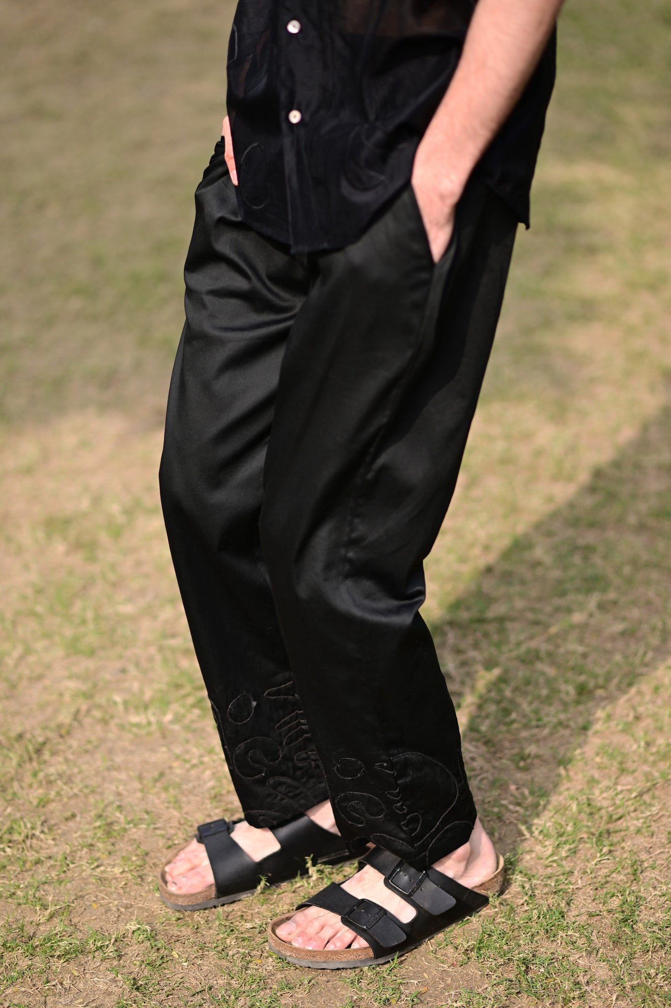 Black Embroidered Trousers - CiceroniPantsRAAS Life