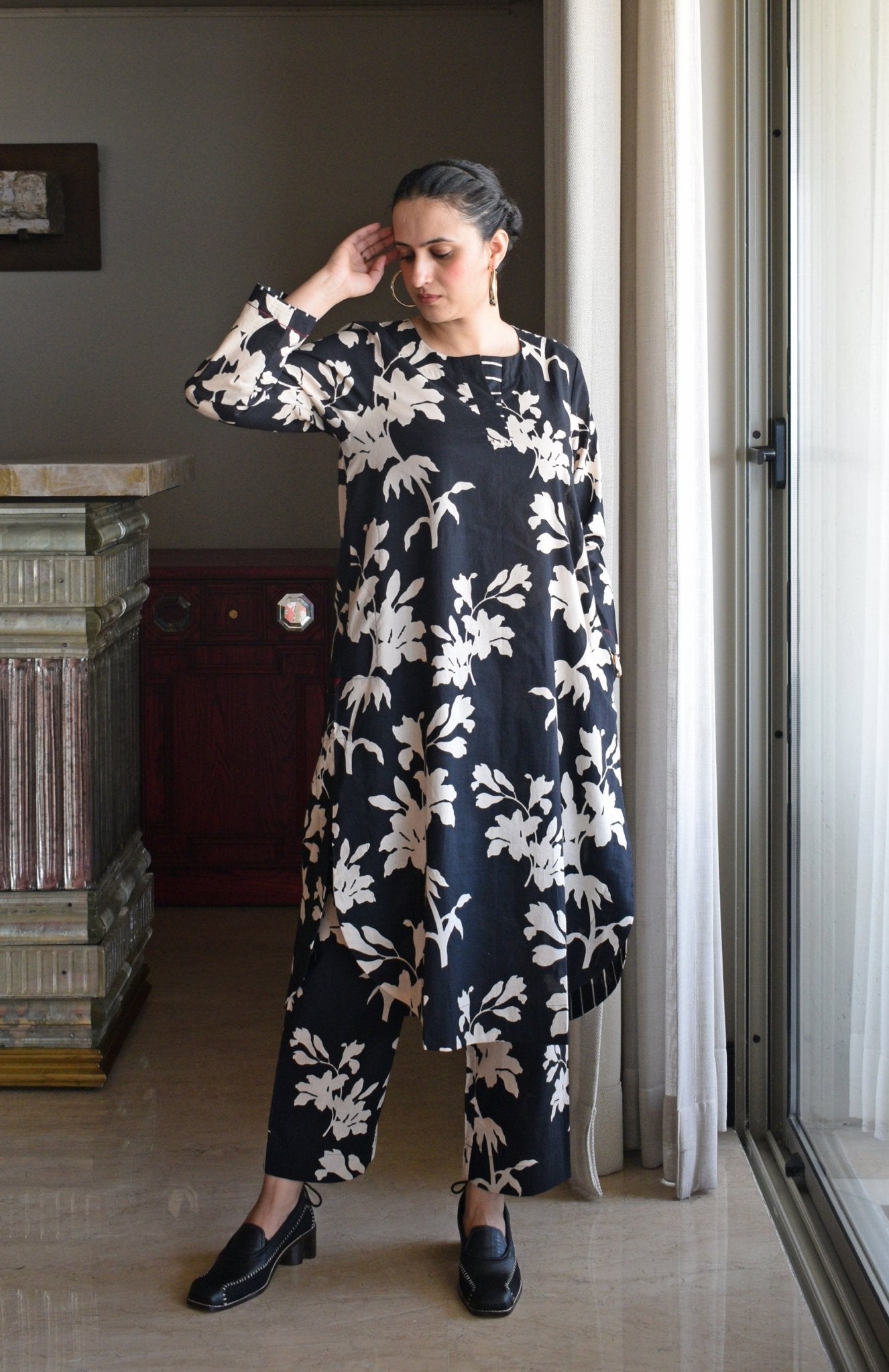Black Floral Co - Ord Set - CiceroniKurta Set, Everyday WearHouse of Moxa