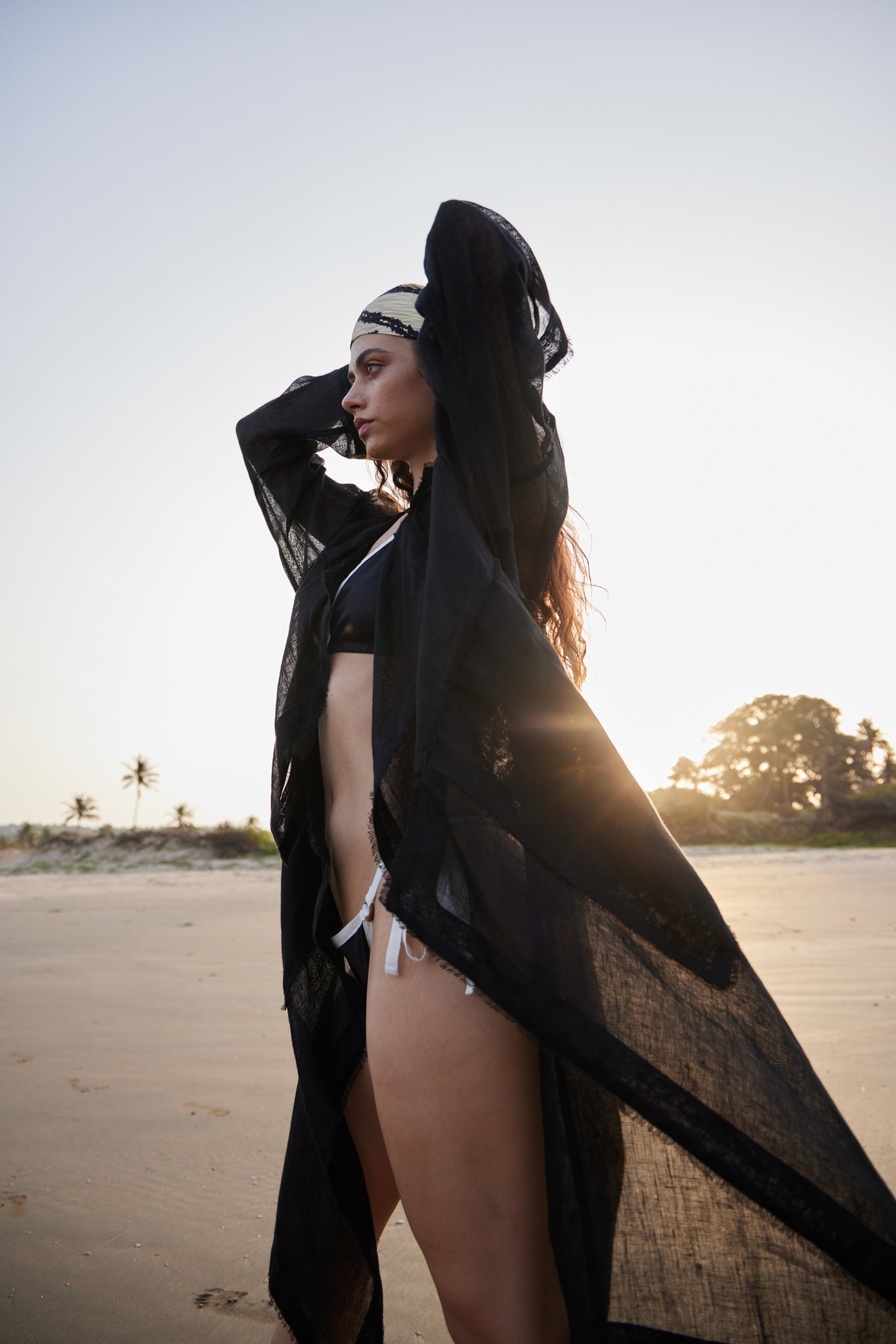 Black Linen Trench - CiceroniCapePriyanca Khanna