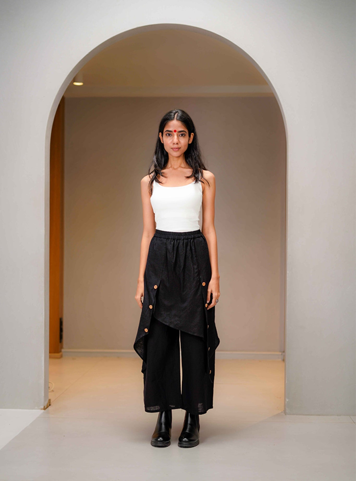 Black Mul Layered Wide - Leg Pants - CiceroniPantsPrathaa
