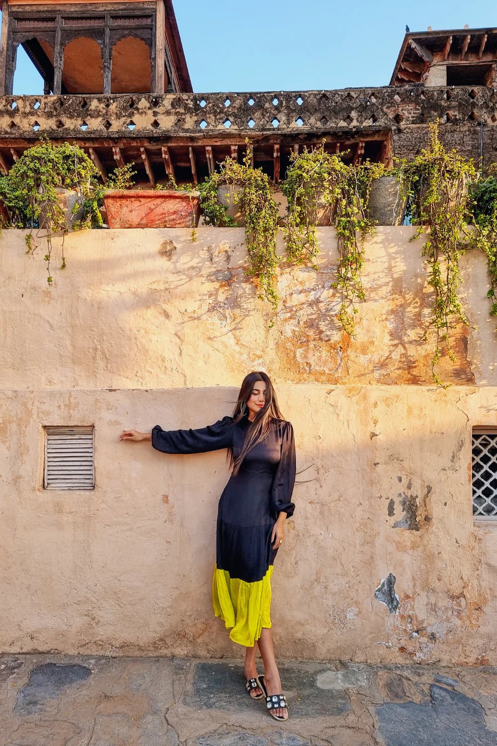 Black - Neon Gather Maxi Dress - CiceroniDressesNeora