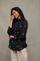 Black Polka Jamdani Shirt - CiceroniWomen ShirtsSutra Art of Clothing