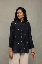 Black Polka Jamdani Shirt - CiceroniWomen ShirtsSutra Art of Clothing