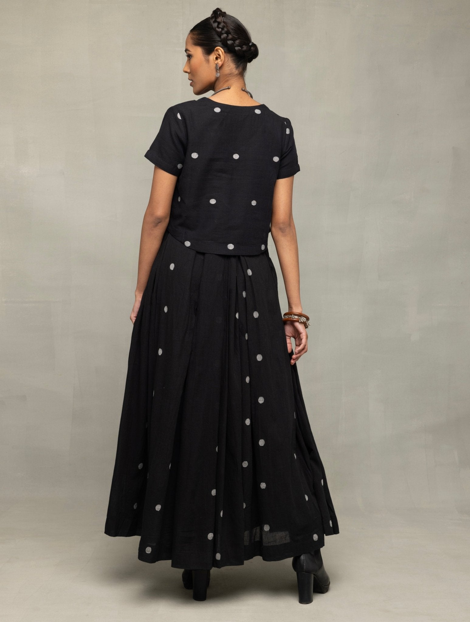 Black Polka Jamdani Skord - CiceroniSkirt SetSutra Art of Clothing