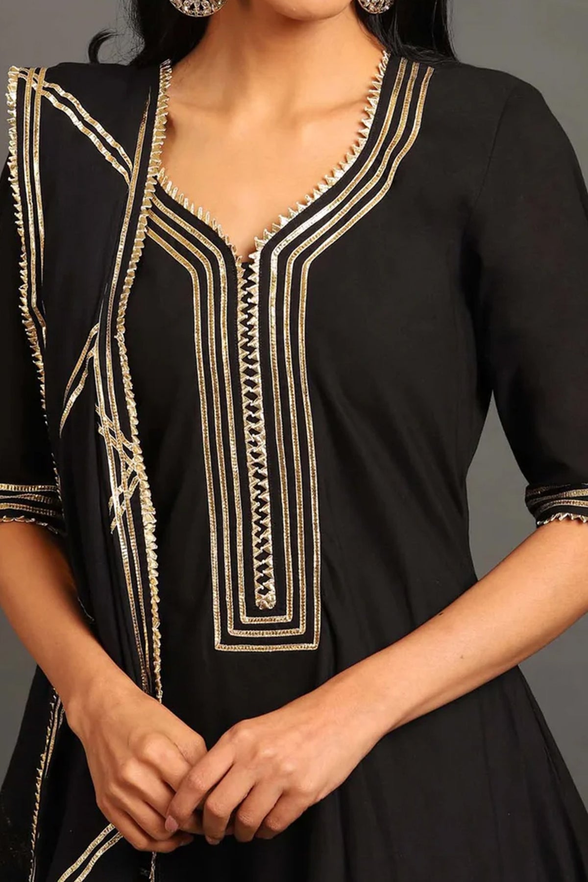 Black Saira Double Layered Dress - CiceroniDressesOmaana