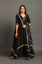 Black Saira Double Layered Dress - CiceroniDressesOmaana