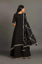 Black Saira Double Layered Dress - CiceroniDressesOmaana