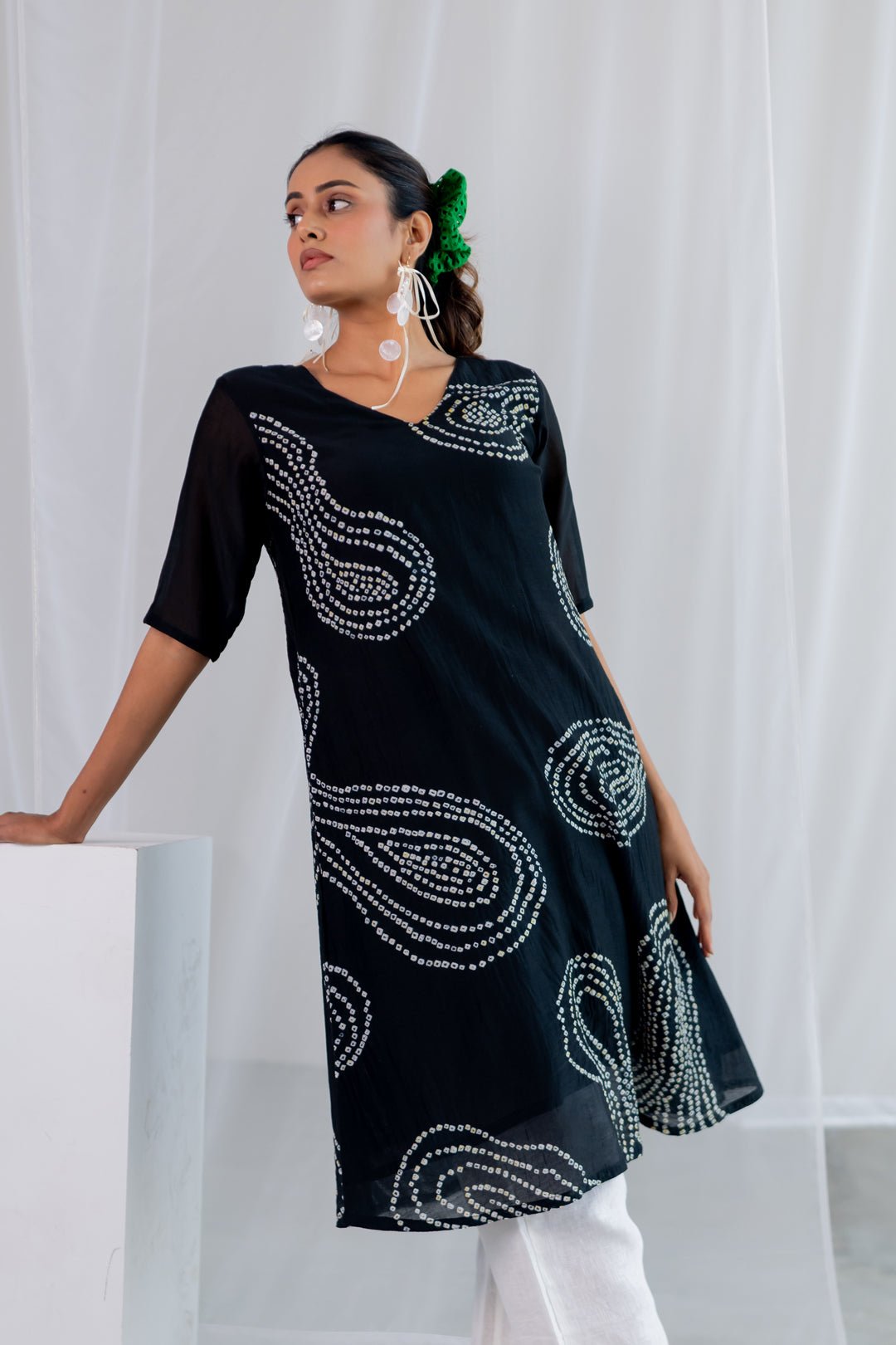 Black Sand Bandhani Kurta - CiceroniKurta Set, Everyday WearSilai Studio