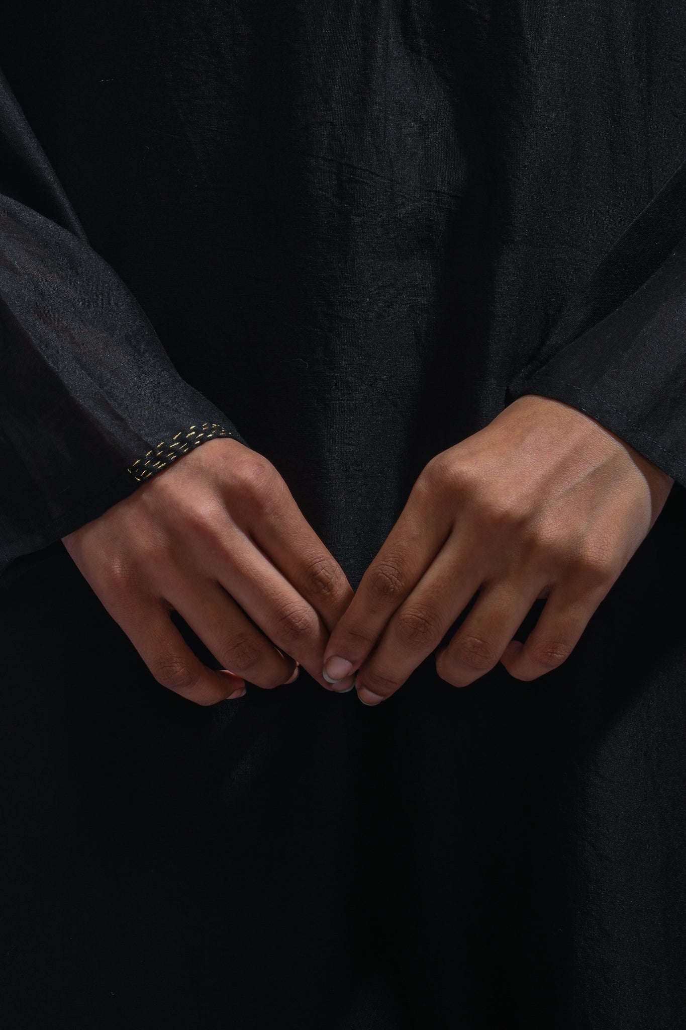 Black Silk Kurta & Pants Set - CiceroniKurta Set, Everyday WearJayati Goenka