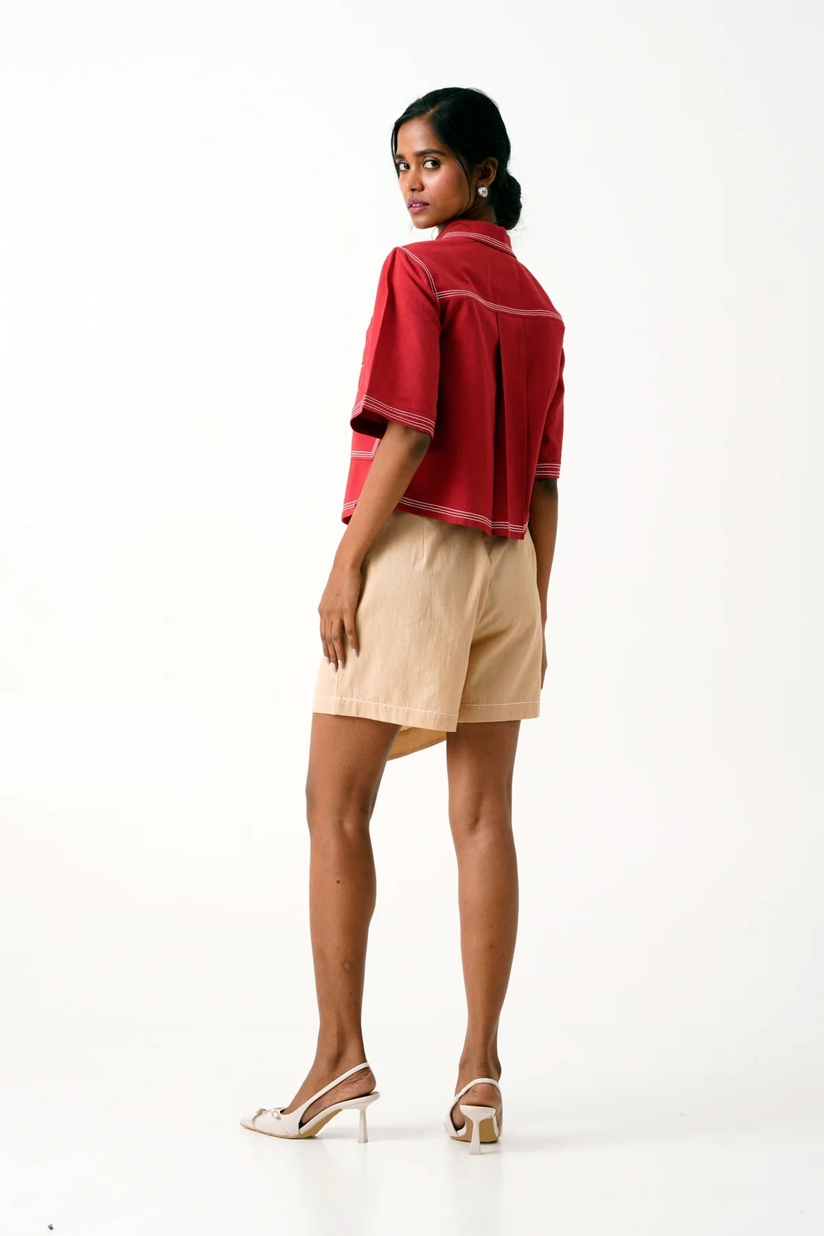 Blake & Tom - Madder Red Pocket Crop Top + Latte Skort - CiceroniSkirt SetMadder Much