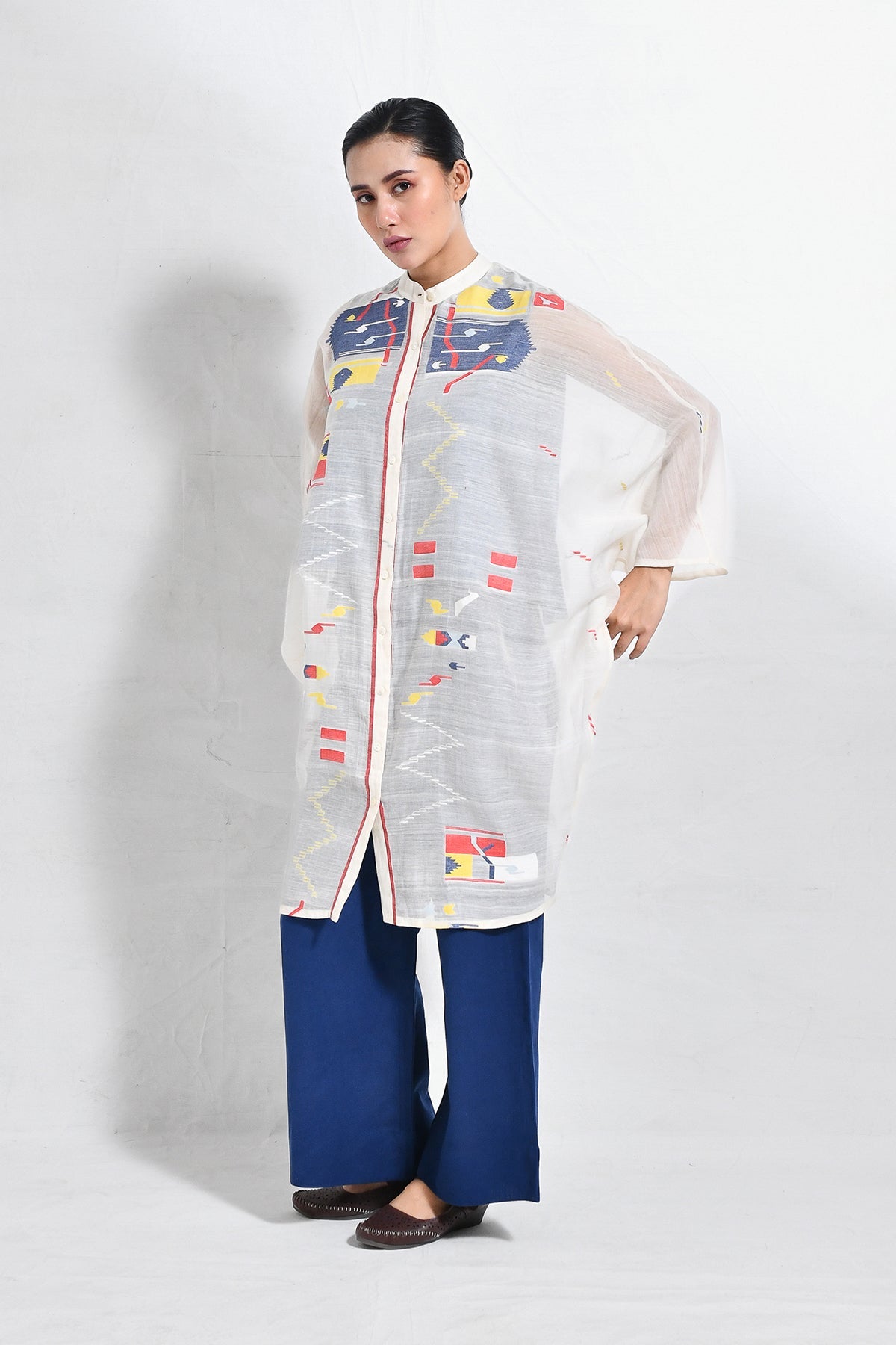 Block Jamdani Kaftan Set - CiceroniKurta Set, Everyday WearHiranya
