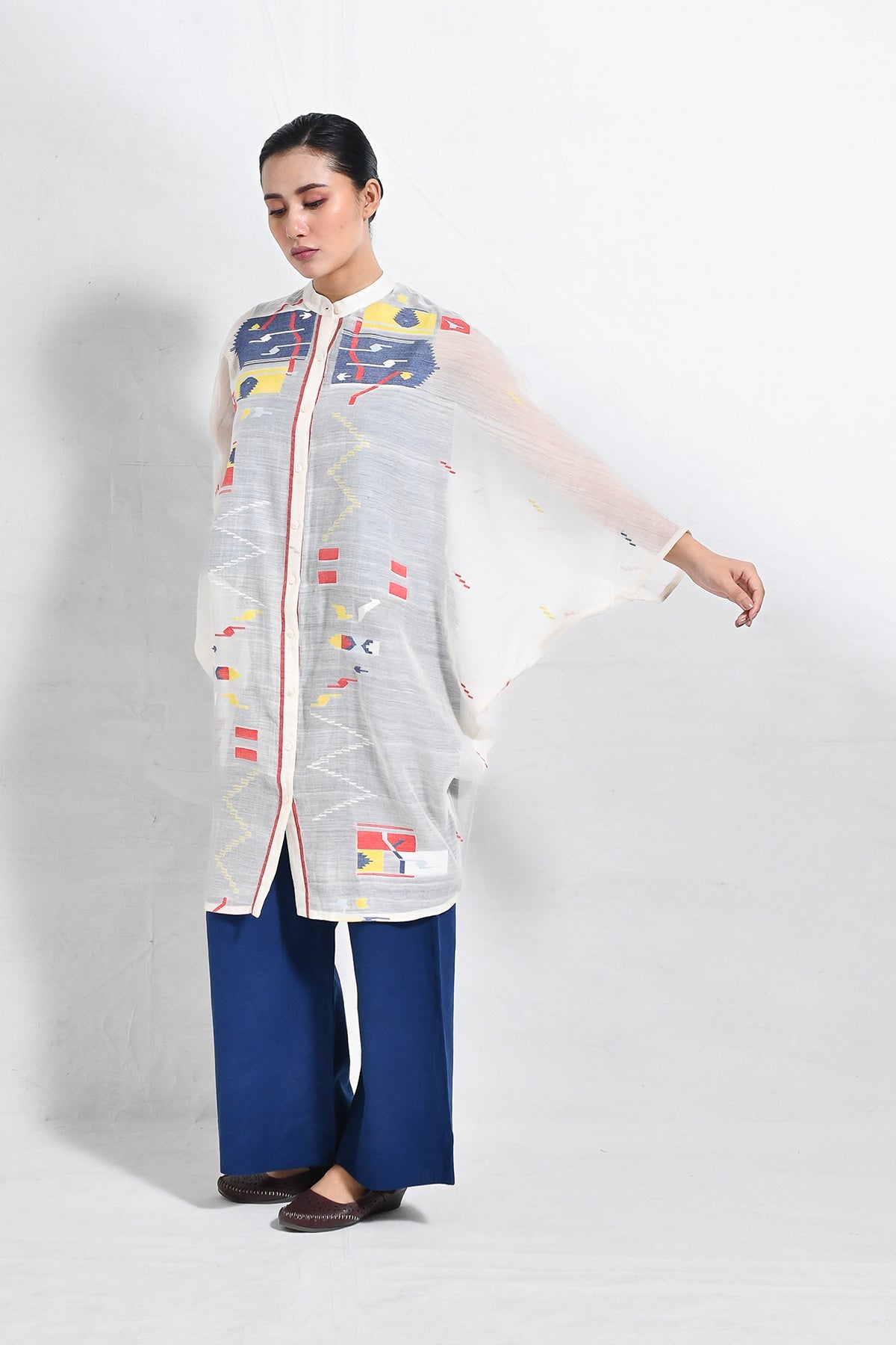 Block Jamdani Kaftan Set - CiceroniKurta Set, Everyday WearHiranya