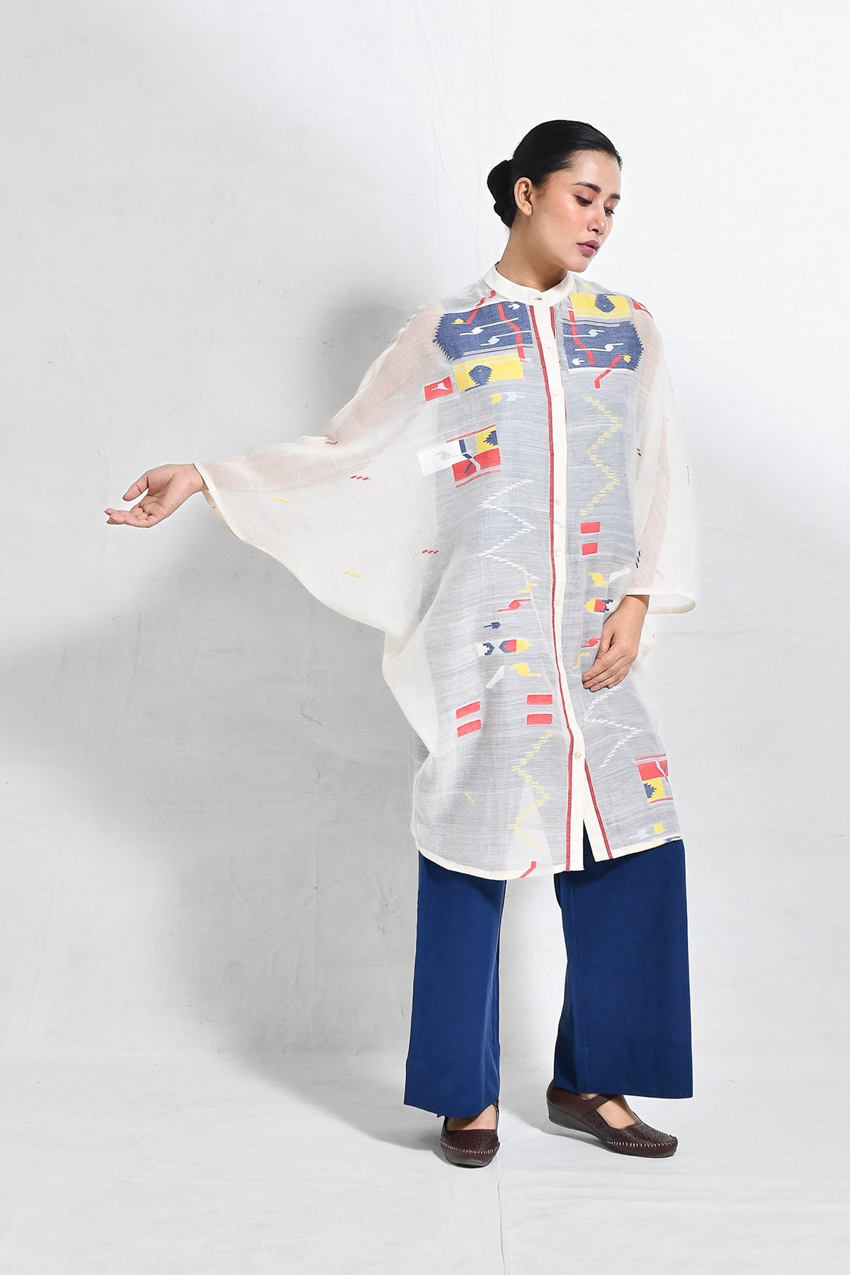 Block Jamdani Kaftan Set - CiceroniKurta Set, Everyday WearHiranya