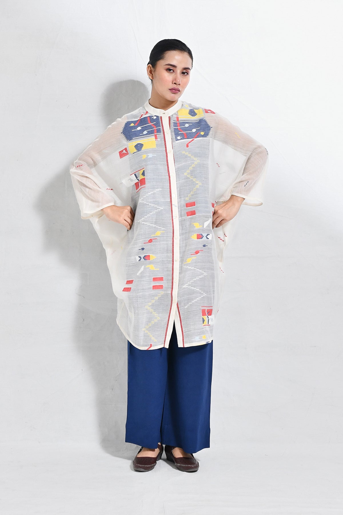 Block Jamdani Kaftan Set - CiceroniKurta Set, Everyday WearHiranya