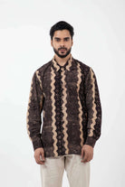 Block Printed Black Waves Everywhere Shirt - CiceroniMen ShirtsInkriti