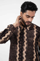 Block Printed Black Waves Everywhere Shirt - CiceroniMen ShirtsInkriti