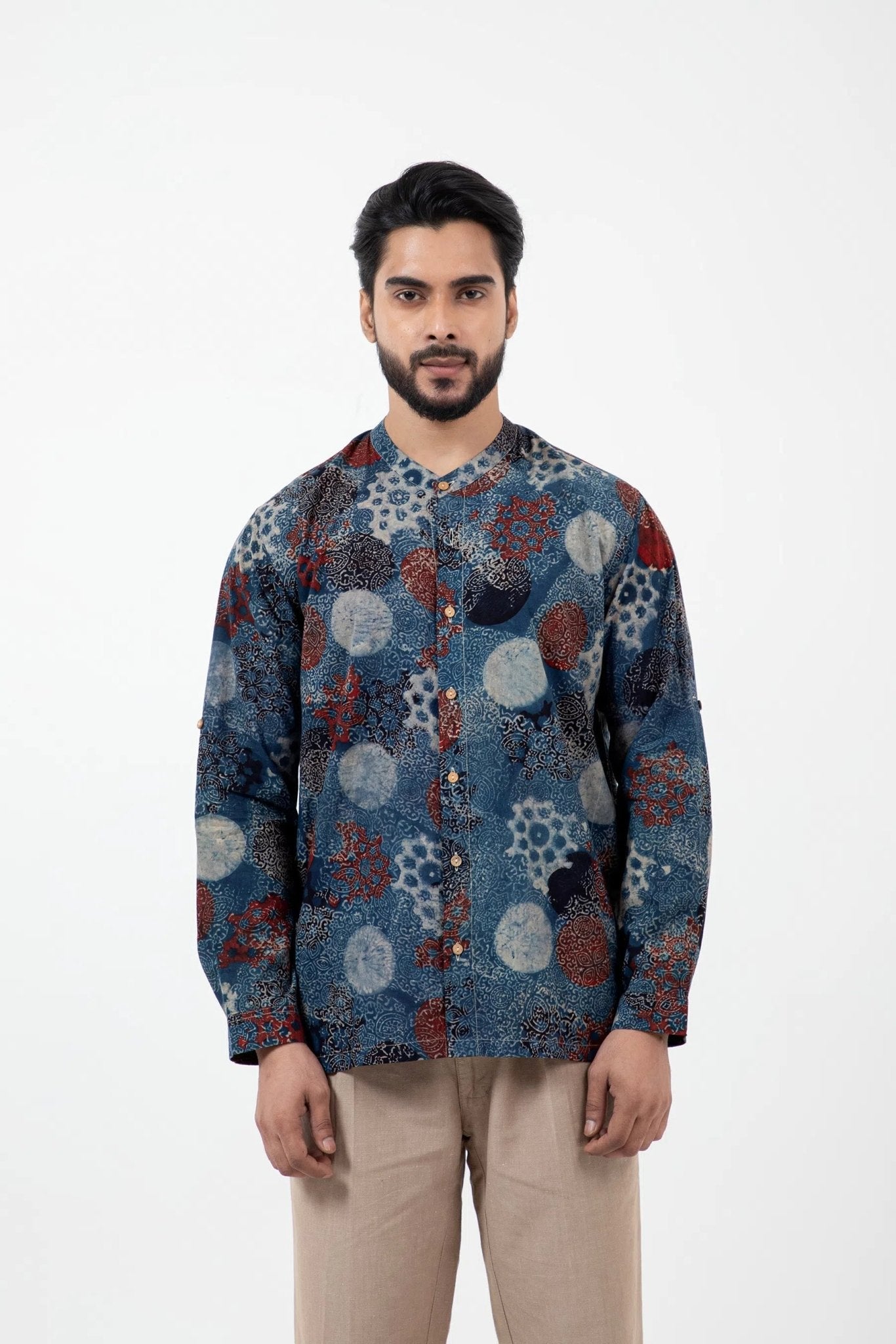 Block Printed Indigo Reliable Shirt - CiceroniMen ShirtsInkriti