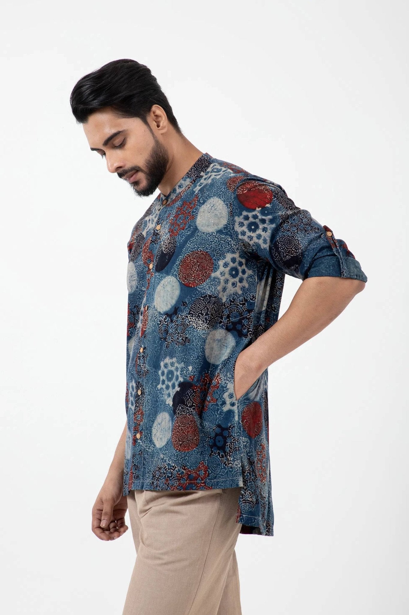 Block Printed Indigo Reliable Shirt - CiceroniMen ShirtsInkriti