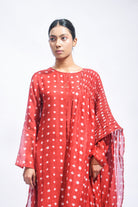 Block Printed Silk Kurta Set with Smocked Dupatta - CiceroniKurta Set, Everyday WearJayati Goenka