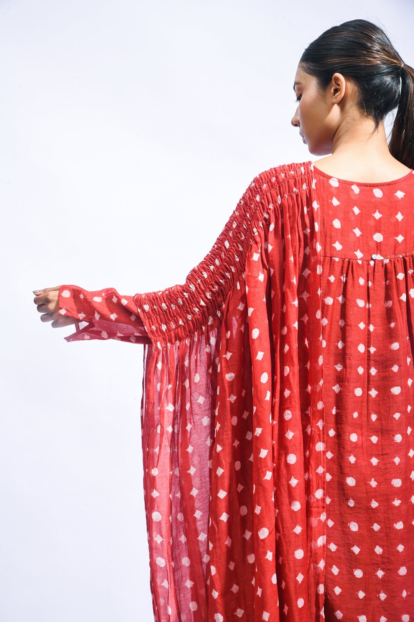 Block Printed Silk Kurta Set with Smocked Dupatta - CiceroniKurta Set, Everyday WearJayati Goenka