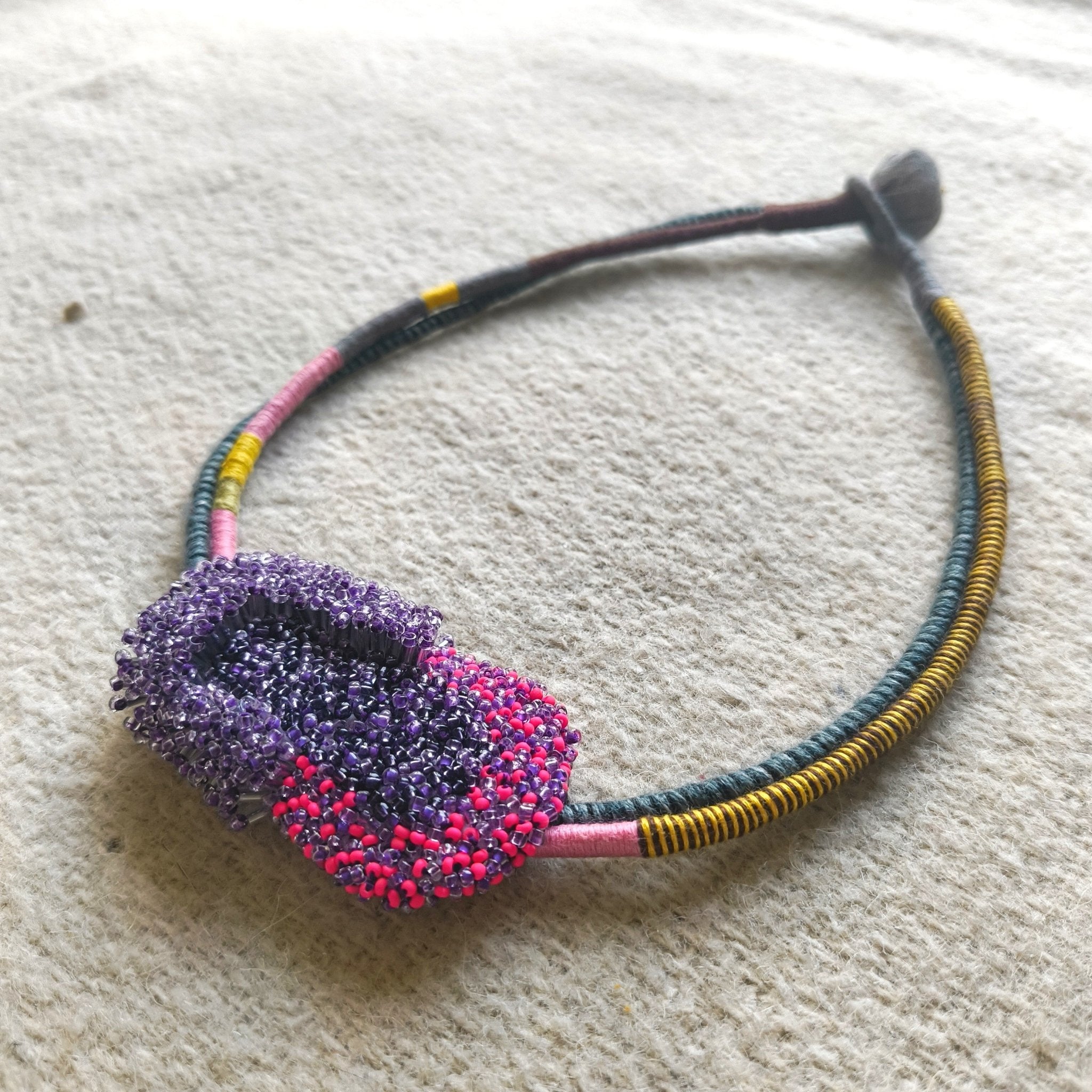 Bloom Sculpture Neckpiece - Pink - CiceroniNeckpieceBandish