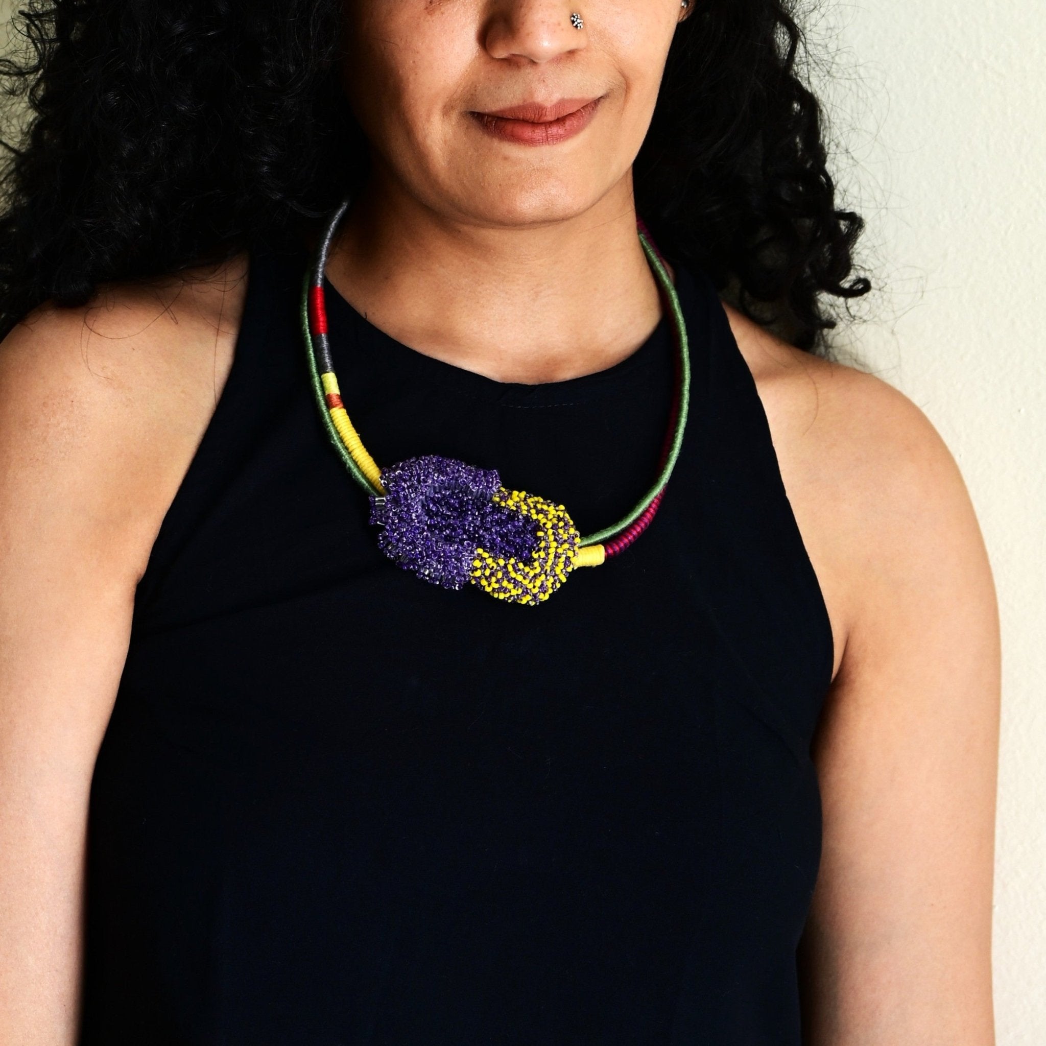 Bloom Sculpture Neckpiece - Purple - CiceroniNeckpieceBandish