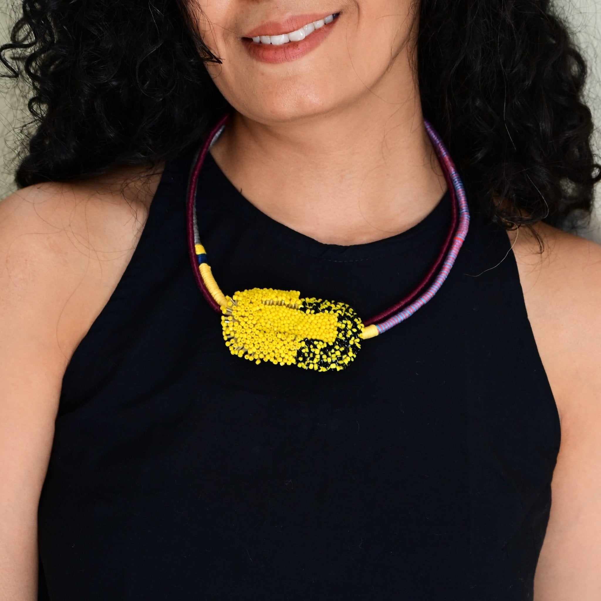 Bloom Sculpture Neckpiece - Yellow - CiceroniNeckpieceBandish