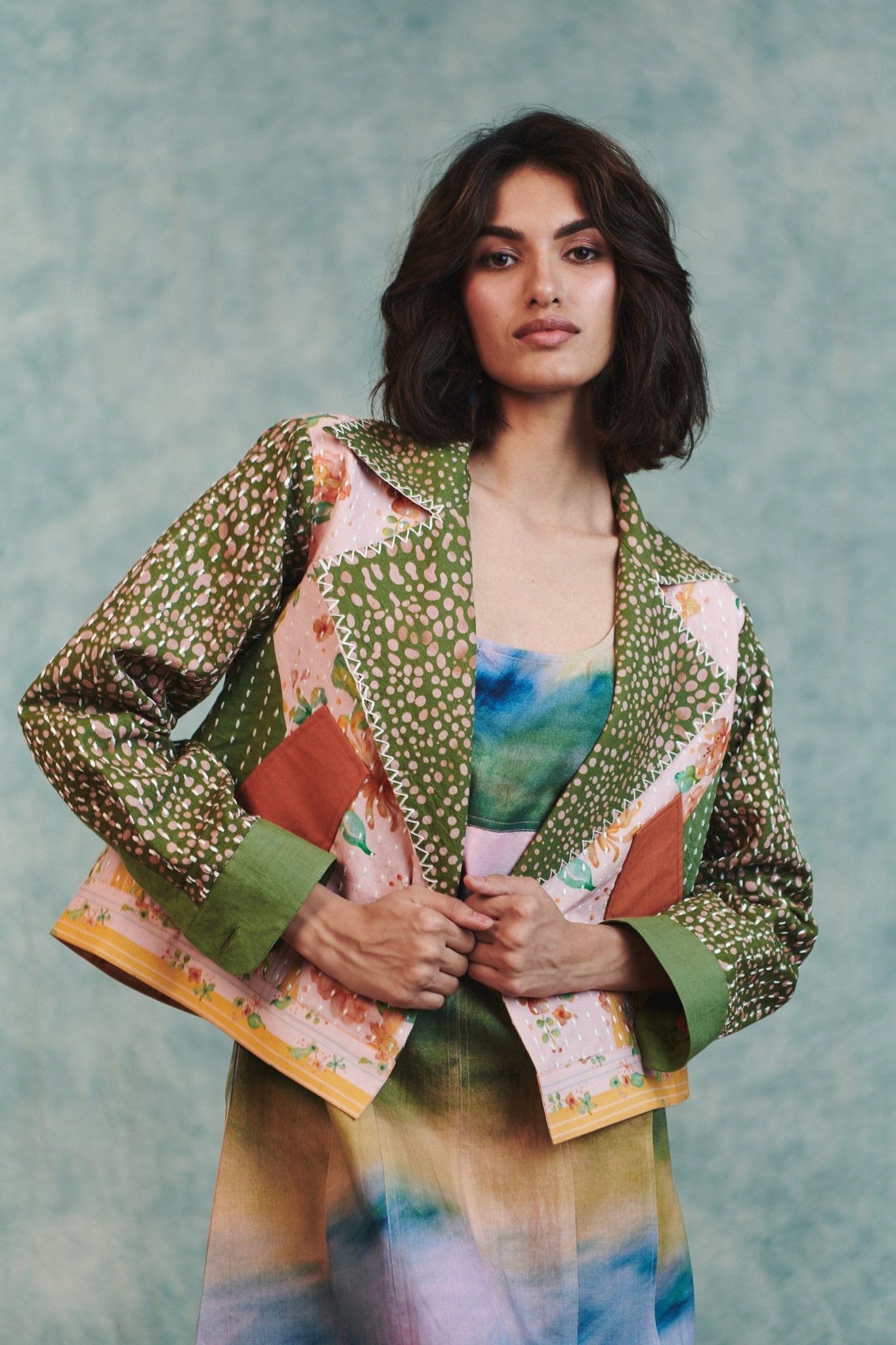 Blot Co - linen Kantha Bolero Jacket - CiceroniJacketsSaphed
