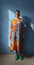 Blue - Blessed Durga Kaftan - CiceroniKaftanRed Lotus Stories