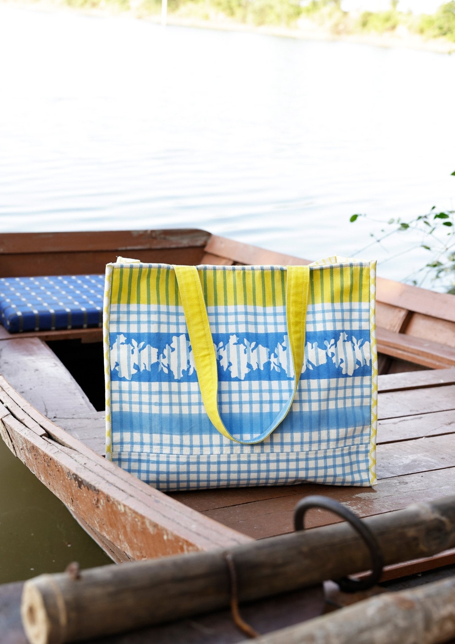 Blue Checks Tote Bag - CiceroniTote BagThe Raw India