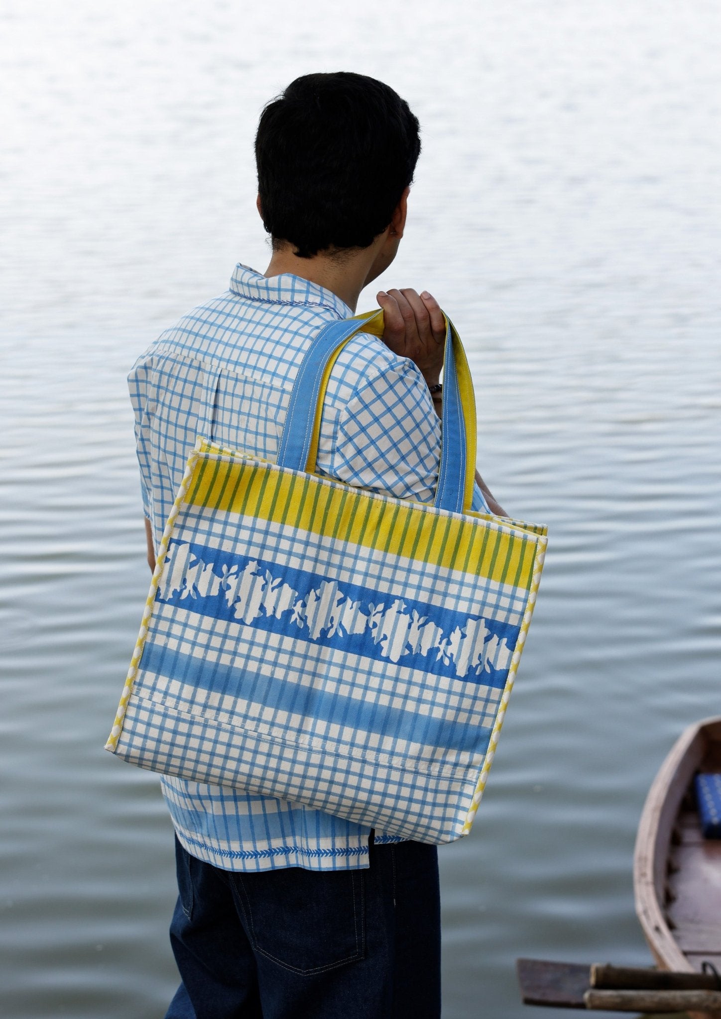 Blue Checks Tote Bag - CiceroniTote BagThe Raw India