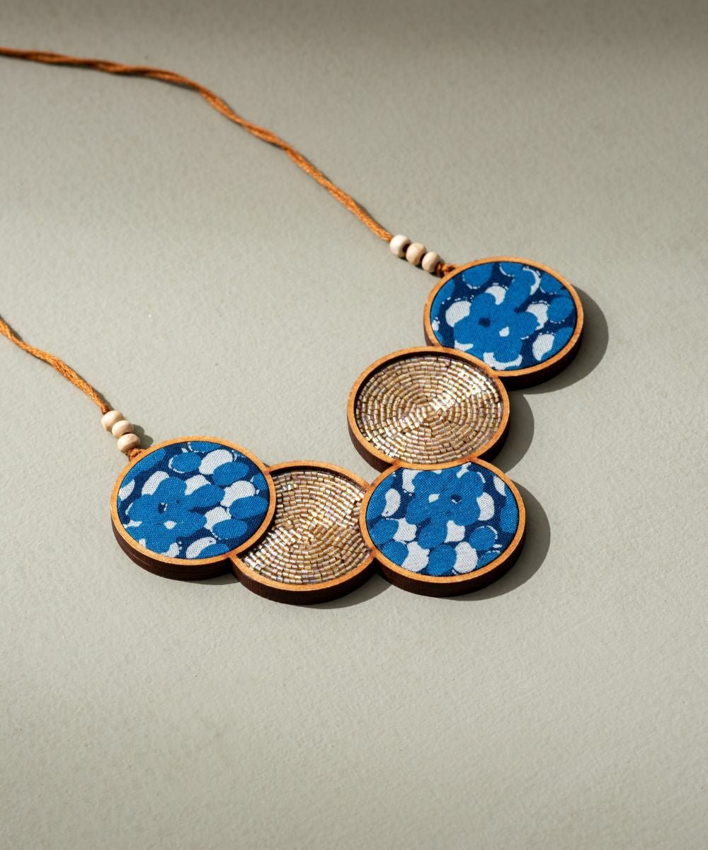 Blue Connected Circle Necklace - CiceroniNecklaceWhe by Abira