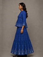Blue Jamdani Handwoven Pure Cotton Skord Set - CiceroniSkirt SetSutra Art of Clothing