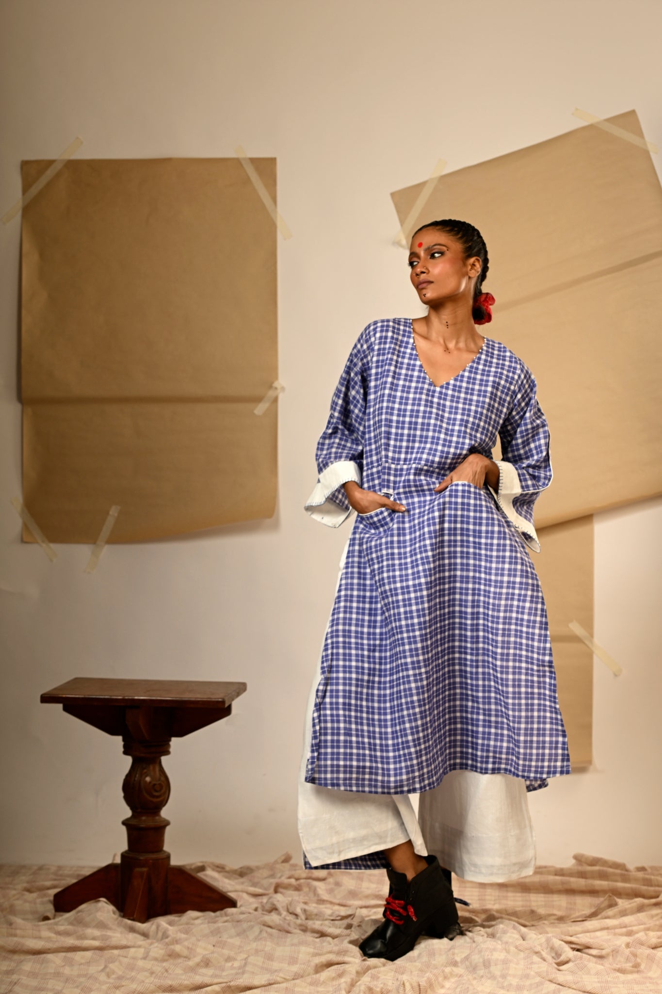 Blue Tunic and Pants Set - CiceroniKurta SetPrathaa