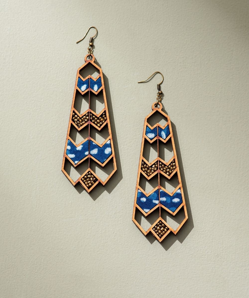 Blue Wave Pattern Earrings - CiceroniEarringsWhe by Abira