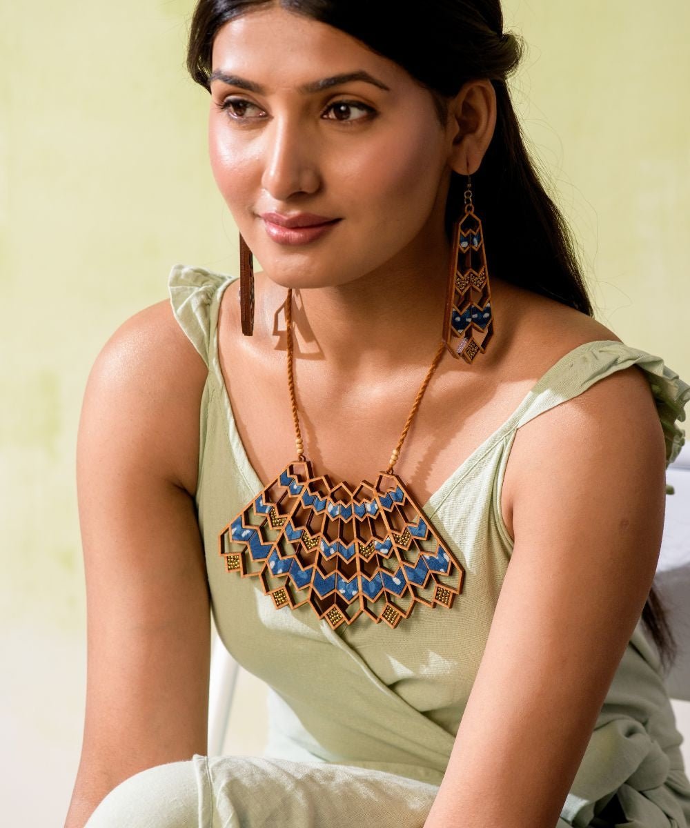 Blue Wave Pattern Earrings - CiceroniEarringsWhe by Abira