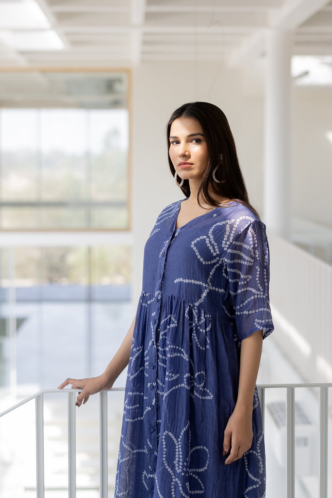 Blue Wildflower Bandhej Dress - CiceroniDressesSilai Studio