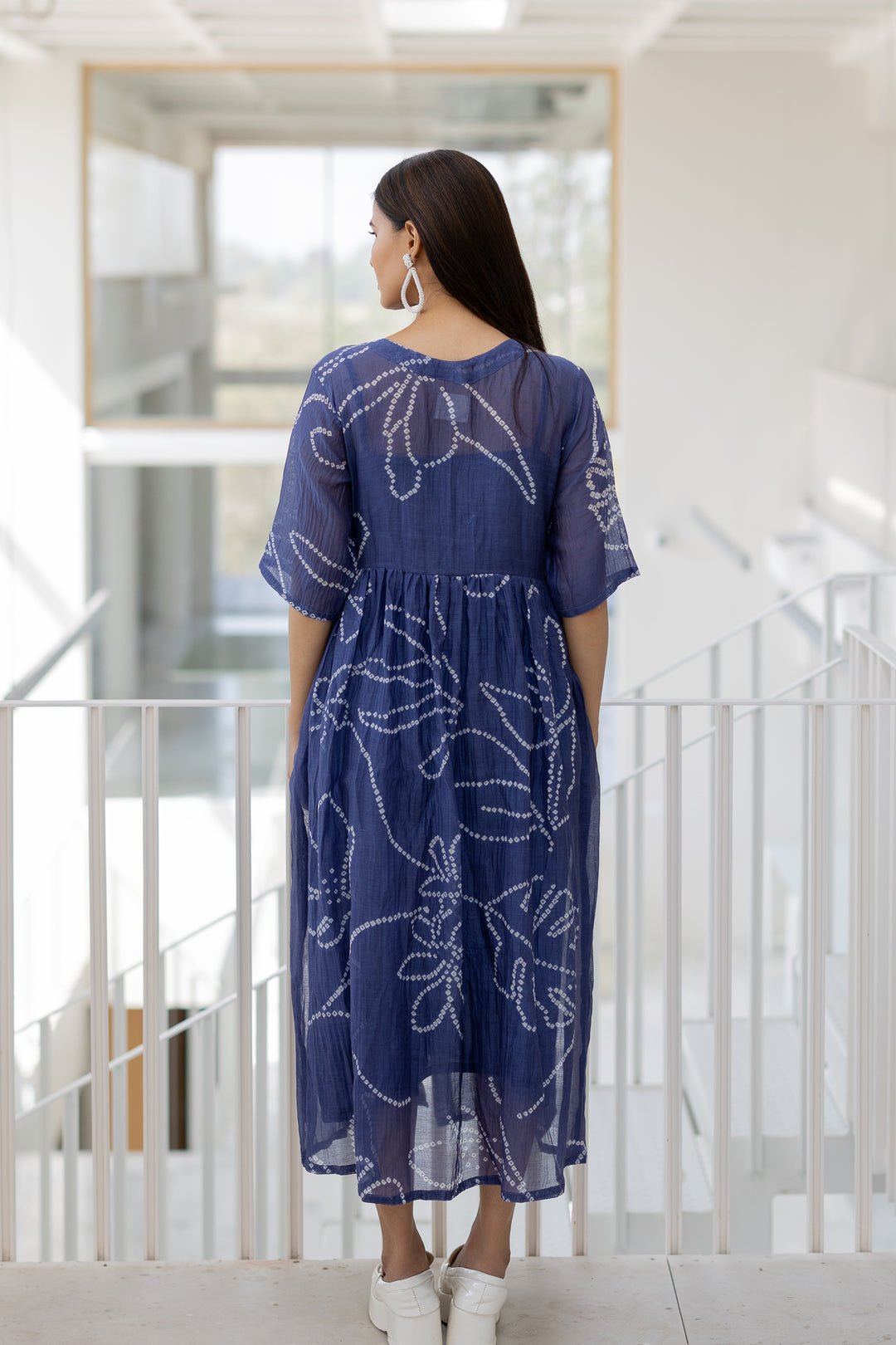 Blue Wildflower Bandhej Dress - CiceroniDressesSilai Studio