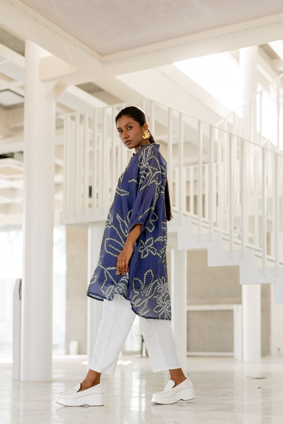 Blue Wildflower Bandhej Tunic Set - CiceroniKurta Set, Everyday WearSilai Studio