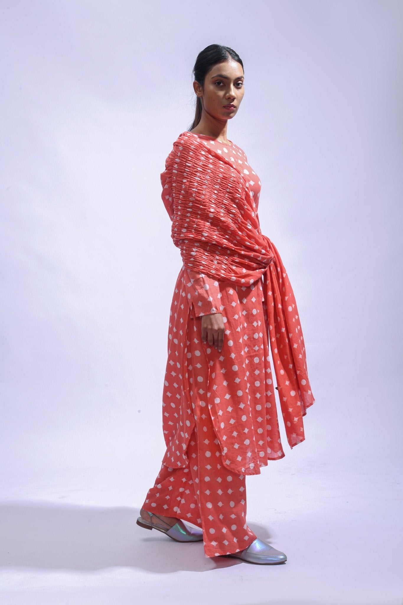 Blush Mud Block Cotton Kurta Set - Kasis - CiceroniKurta Set, Everyday WearJayati Goenka