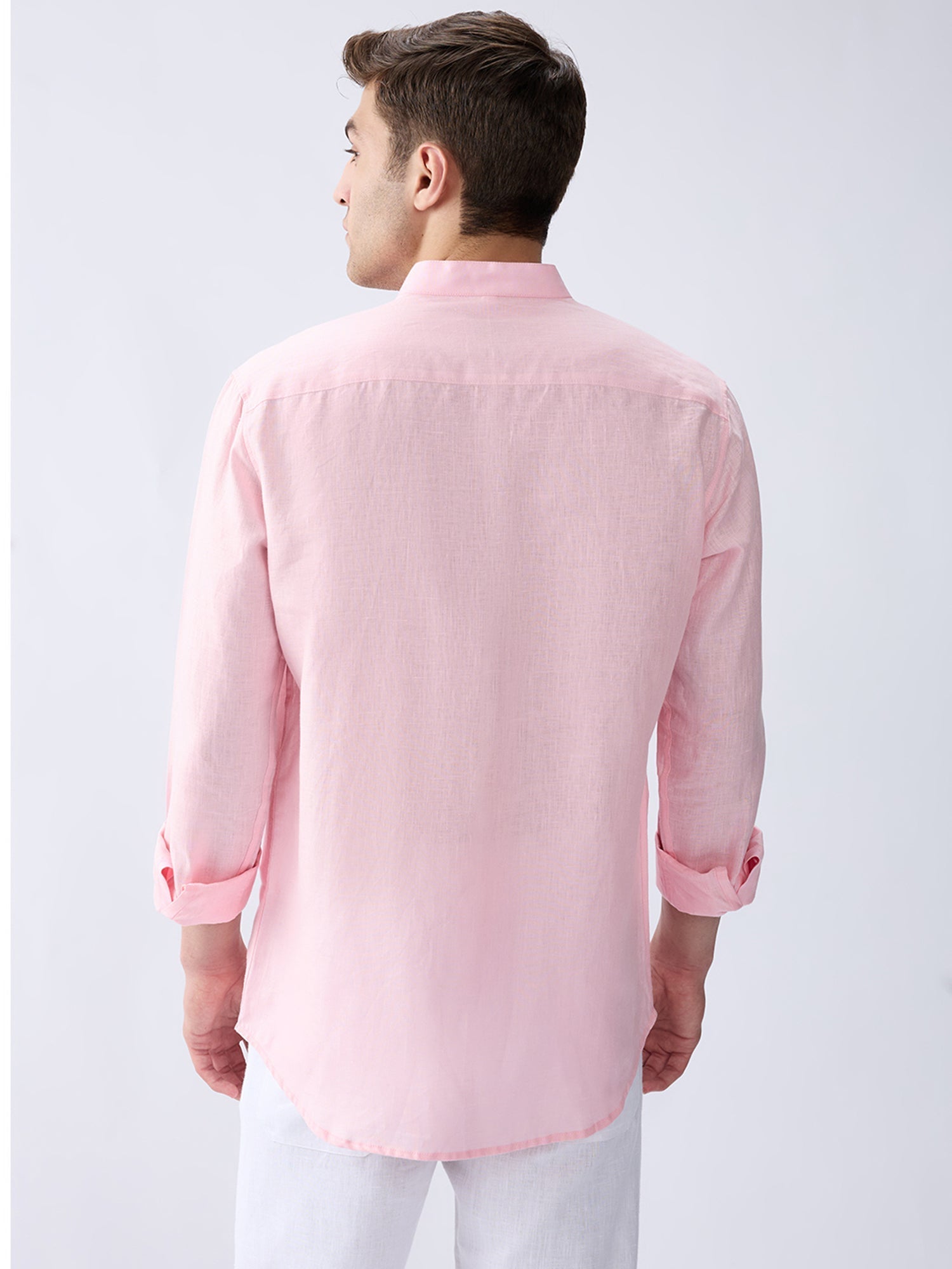 Blush Pink Mandarin 100% Pure Linen Shirt - CiceroniMen Shirtsbhrāta