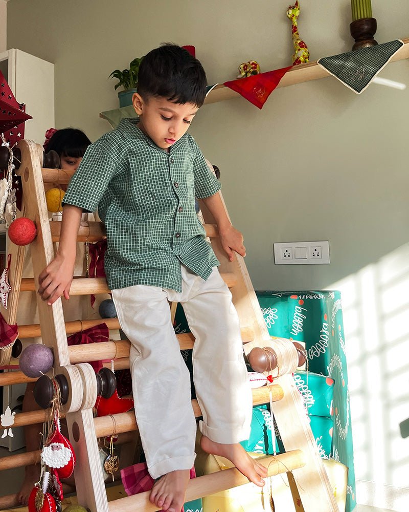 Boogie Green Checkered Boys Shirt - CiceroniShirtsLove The World Today