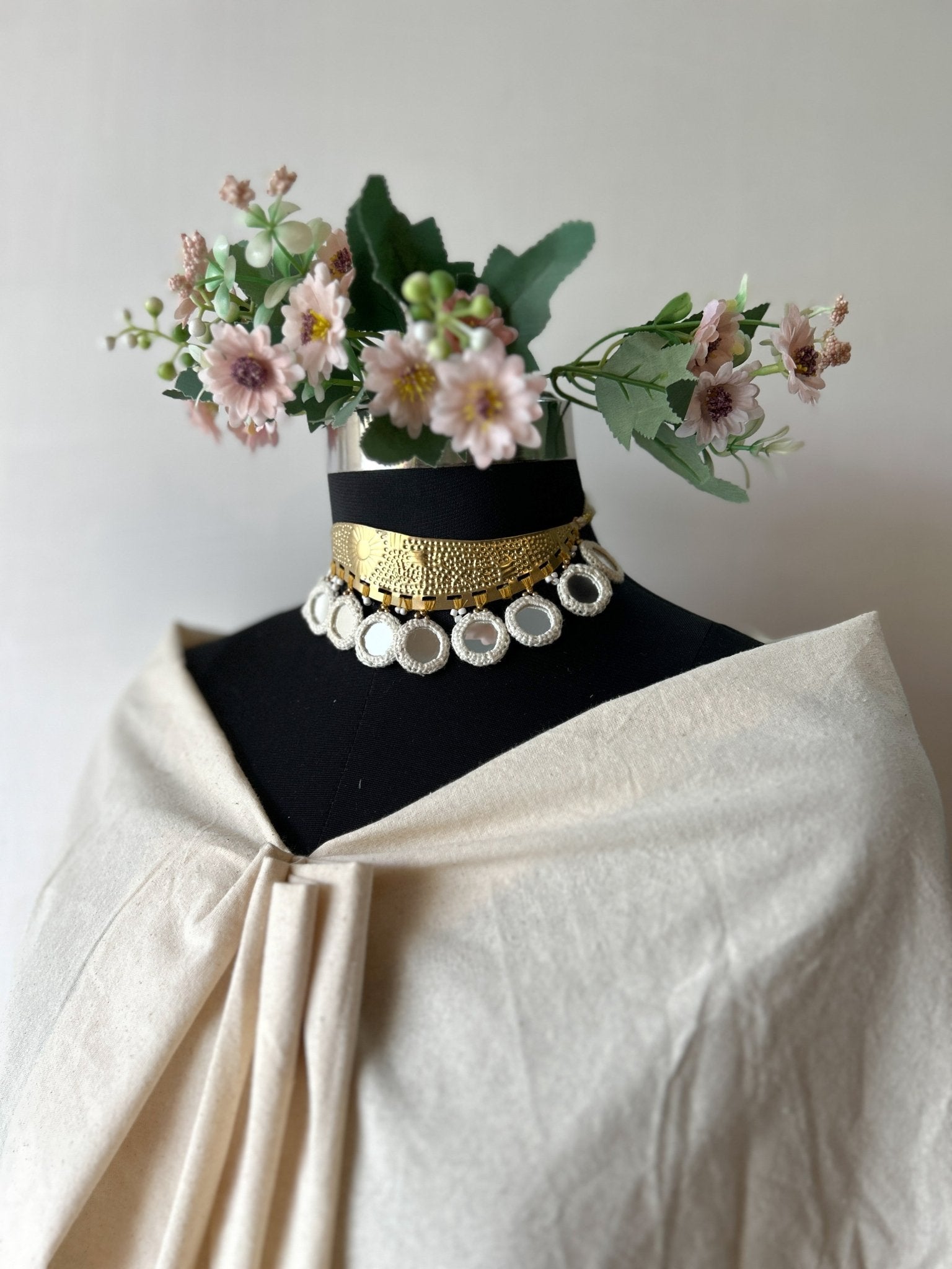 Brass Beige Mirror Choker - CiceroniChokerBy Nirjari