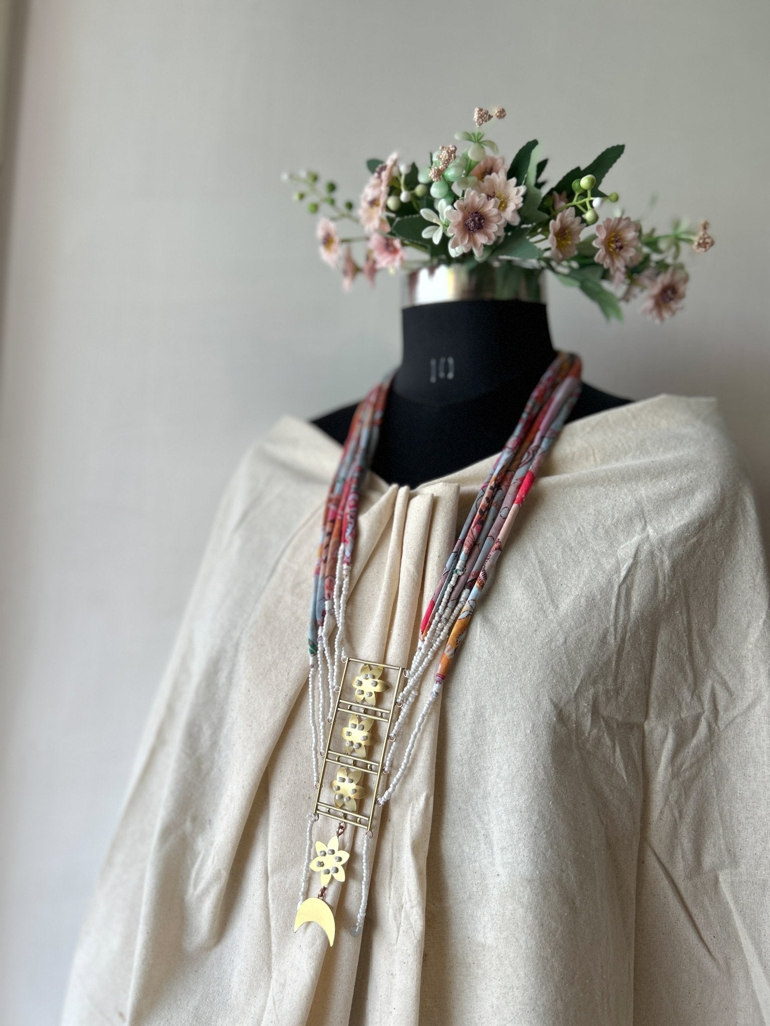 Brass Flower Layered Necklace - CiceroniNeckpieceBy Nirjari