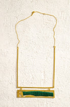Brass Frame Necklace with Green Thread Inlay - CiceroniNeckpieceBoundless by Shilpi