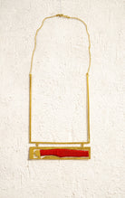 Brass Frame Necklace with Red Thread Inlay - CiceroniNeckpieceBoundless by Shilpi