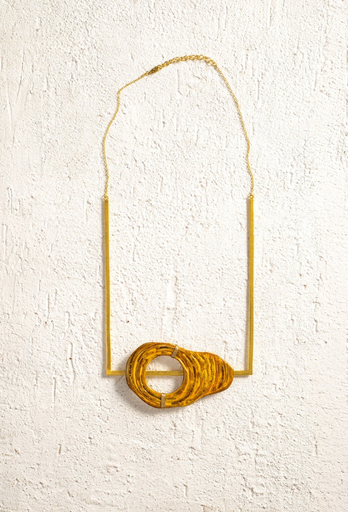 Brass Wave Pendant Necklace - CiceroniNeckpieceBoundless by Shilpi