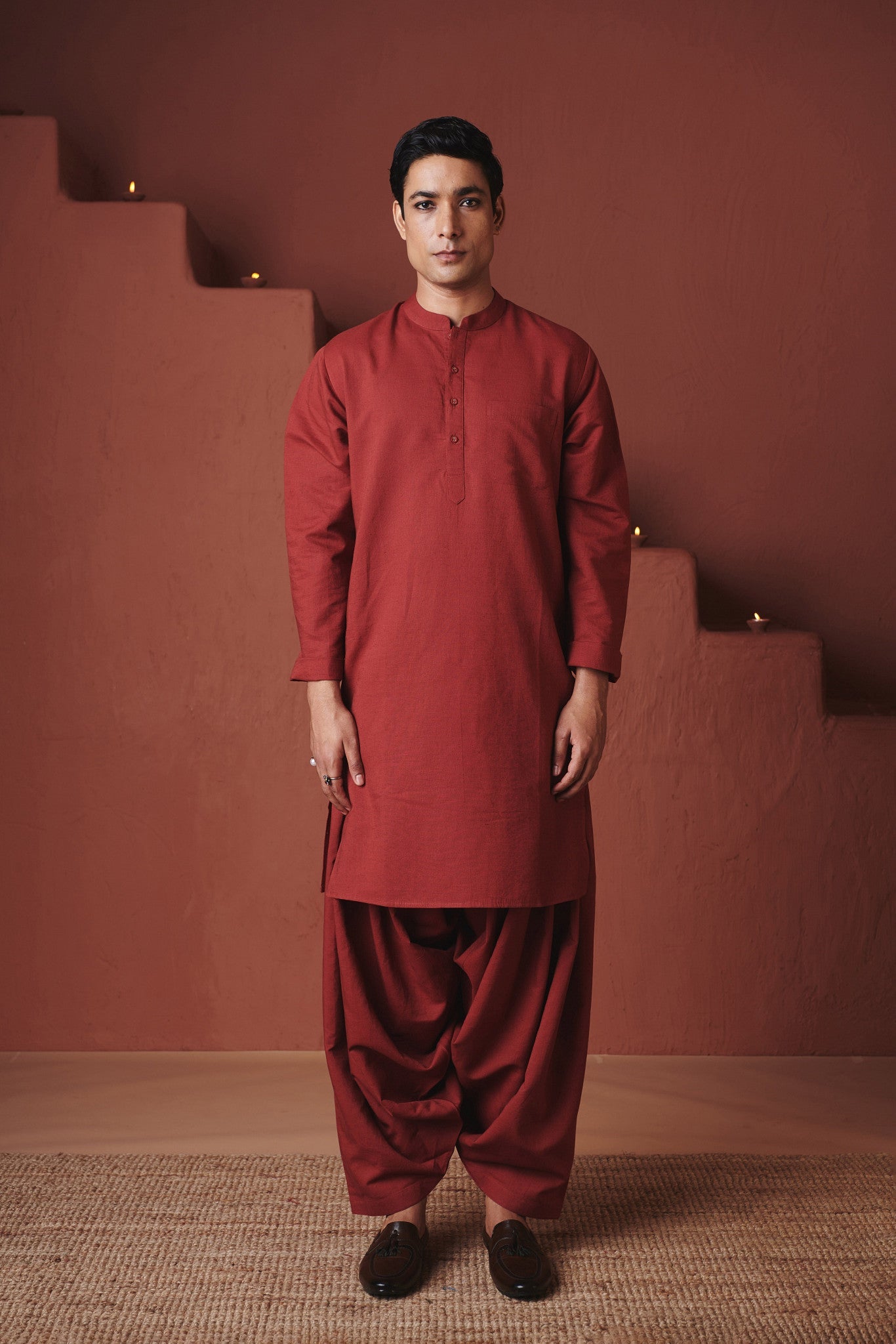 Brick Co - Linen Men's Dhoti Kurta Set - CiceroniKurta Set, Festive WearSaphed