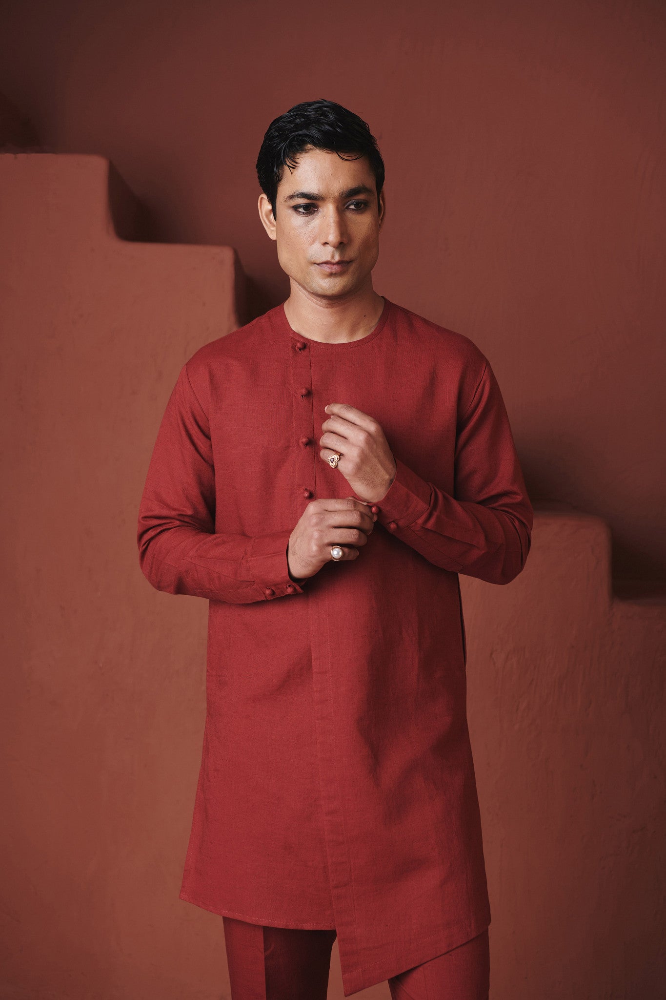 Brick Co - Linen Men's Saif Kurta Set - CiceroniKurta Set, Festive WearSaphed